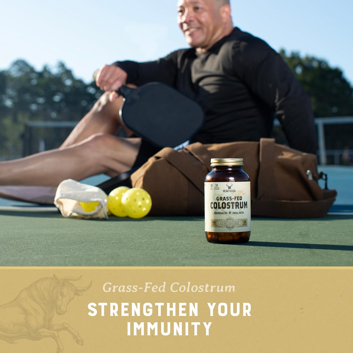 HEART & SOIL Bovine Colostrum – 3000mg Grass Fed Colostrum Supplement for Gut, Immune Support & Muscle Recovery – Non-GMO, Allergen-Free – 180 Capsules