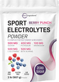 Electrolytes Powder, 2 lbs | 90 Servings | Sugar Free Workout Hydration | Potassium, Sodium, Magnesium, L-Glutamine, Beta-Alanine, & B Complex | Berry Punch Flavor | Non-GMO, Gluten Free
