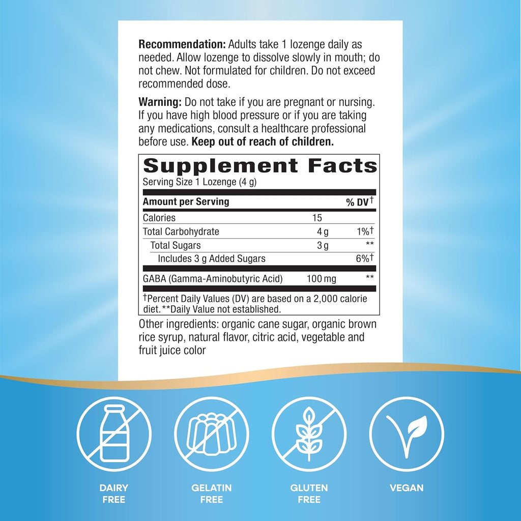 Nature's Way Calm Drops, Works Quickly to Help Ease Stress*(1), Fast-Acting GABA, Individually Wrapped Lozenges, Raspberry Flavored, 30 Lozenges