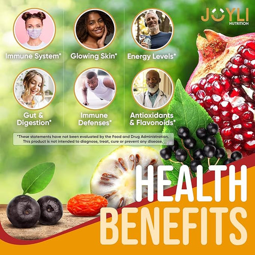 2 Pack - Multivitamin Fruit Gummies Vitamins A, C, D & E for Adults and Kids - Superfruit Gummy for Women&Men with Goji, Elderberry - Supports Immunity, Digestion&Energy - 60 Chewable Veggie Gummies