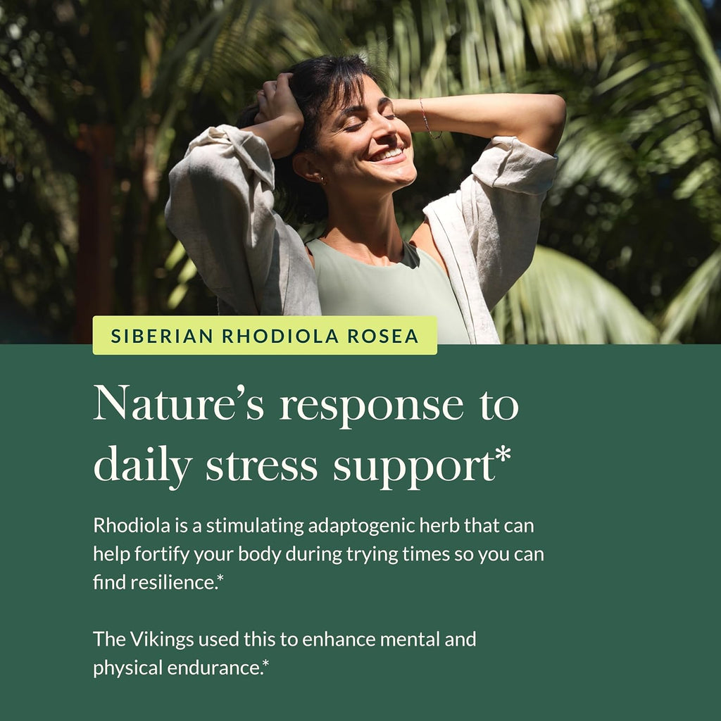 Gaia Herbs Rhodiola Rosea - Stress Support Supplement Traditionally for Supporting Healthy Stamina & Endurance - with Siberian Rhodiola Root Extract* - 120 Vegan Liquid Phyto-Capsules (60-Day Supply)