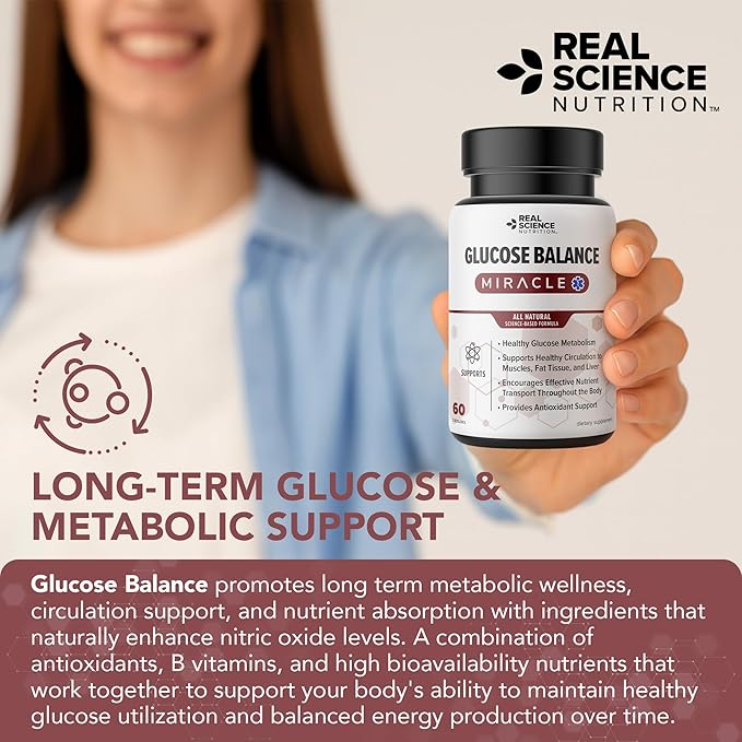 Glucose Balance Natural Nitric Oxide Support for Healthy Glucose Metabolism, Circulation, Energy & Nutrient Utilization Metabolic Wellness Supplement
