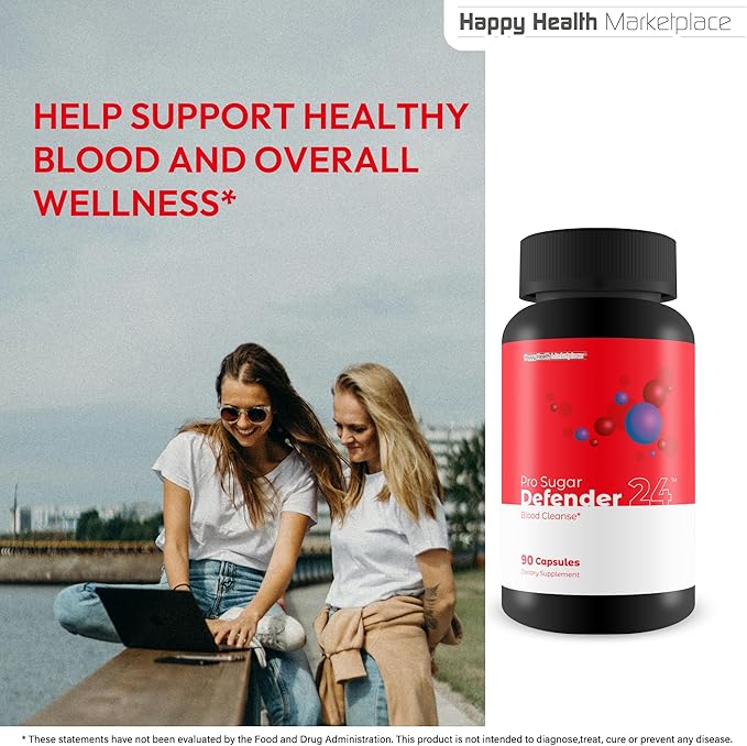 Pro Sugar Defender 24 - Our Best Blood Cleanse Detox Supplement - Immune System Cleanse - Healthy Blood Flow Supplement - Circulation And Vein Support Vitamins - Circulatory System Support Formula