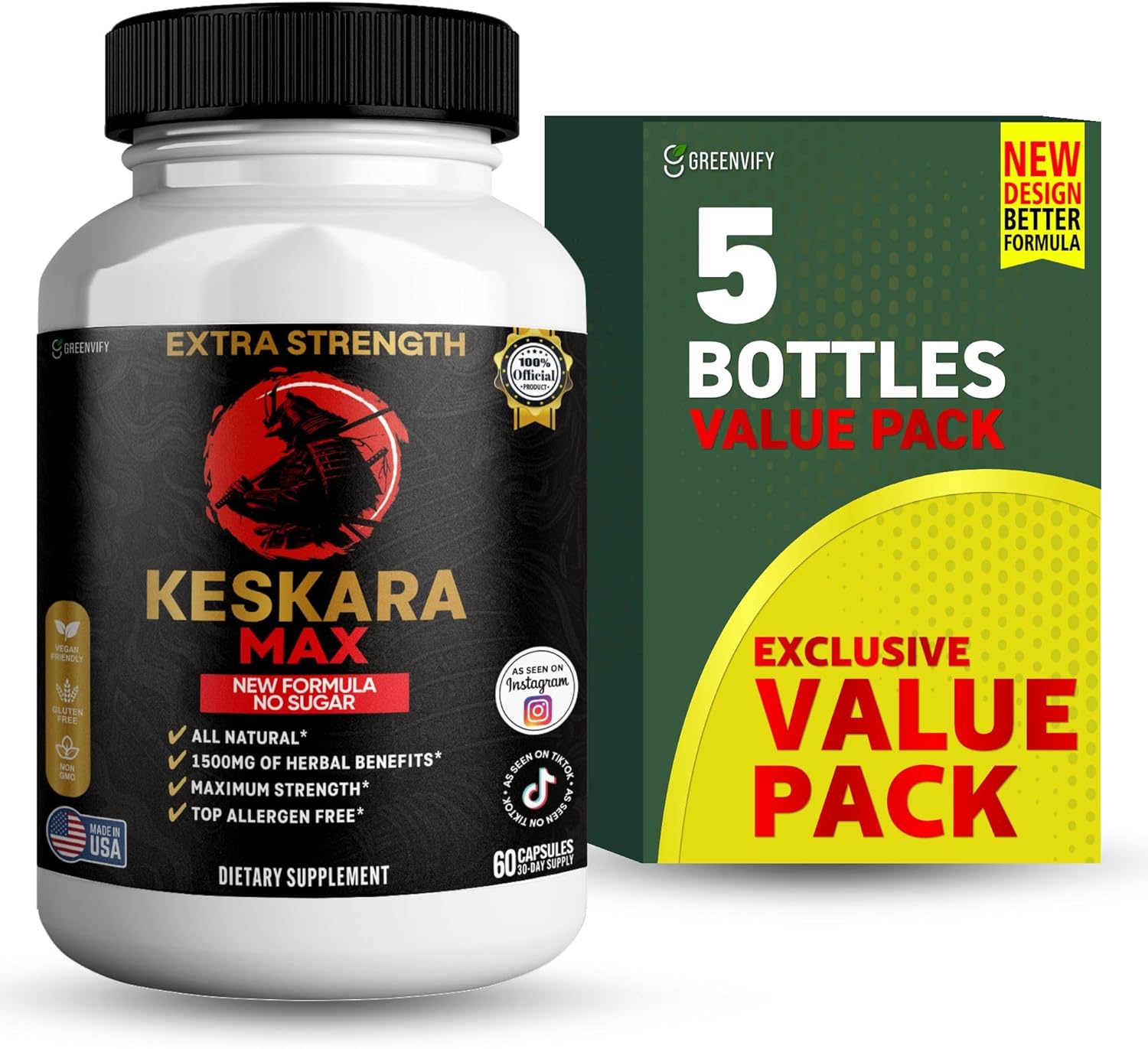Keskara Max Extra Strength Maca Root Complex, 1500mg Herbal Supplement, 60 Capsules, Sugar-Free, Vegan, Gluten-Free (5)
