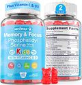 Phosphatidylserine Supplement 100mg, Focus Gummies for Kids Teens + Vitamin C & D3 400IU, Sugar Free Kids Brain Gummies Increase Attention & Concentration, Chewable, Vegan, Gluten Free, Non-GMO 2 Pack