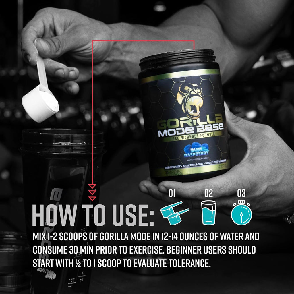 Gorilla Mind Base Pre Workout - Raises Nitric Oxide Intense Focus & Drive Endurance Power - L-Citrulline, L-Tyrosine, Betaine, Alpha-GPC, Caffeine, Huperzine A - 360 Grams (Bombsicle)