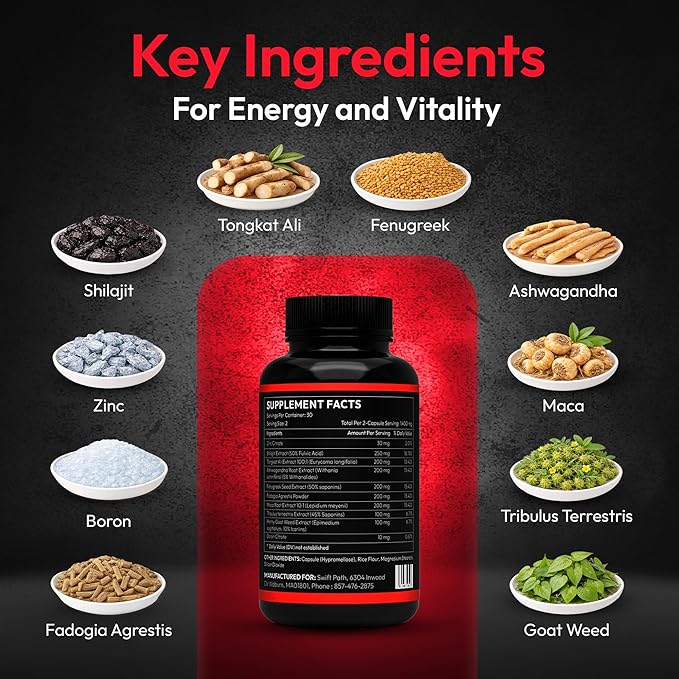 Supreme Vitality for Men – Daily Energy & Wellness Support – Clean, Stimulant-Free Supplement for Active Lifestyle, Endurance & Balance – 60 Capsules