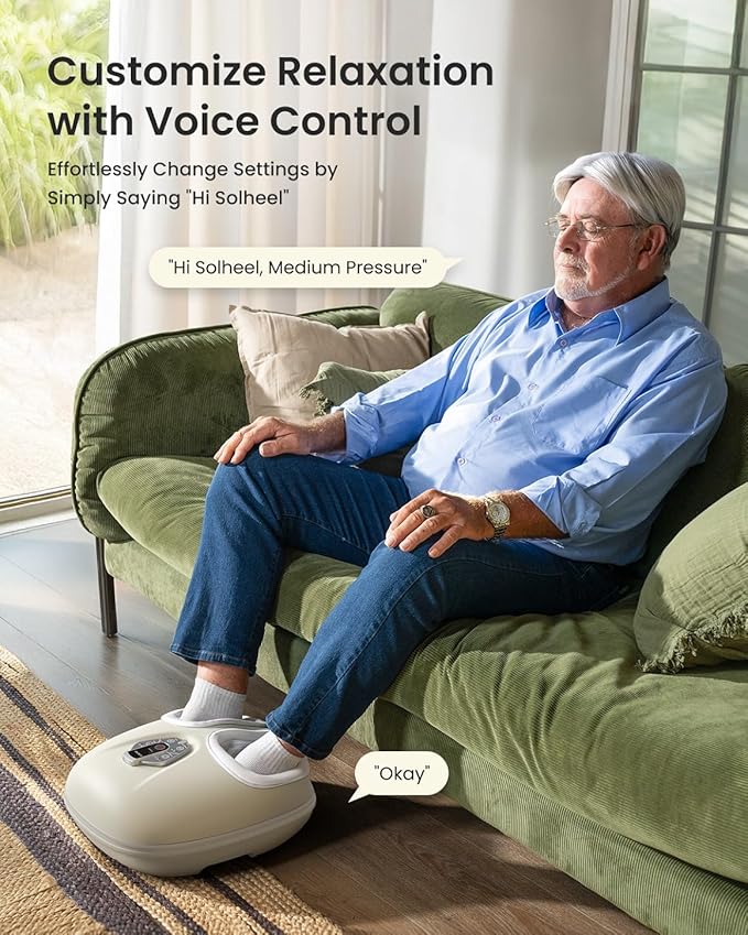 RENPHO Foot Massager Machine with Heat [2026 Upgraded], Shiatsu Foot Massager for Plantar Fasciitis, Valentines Day Gifts for Her Him, Cordless Control, Exclusive Voice Control, Beige