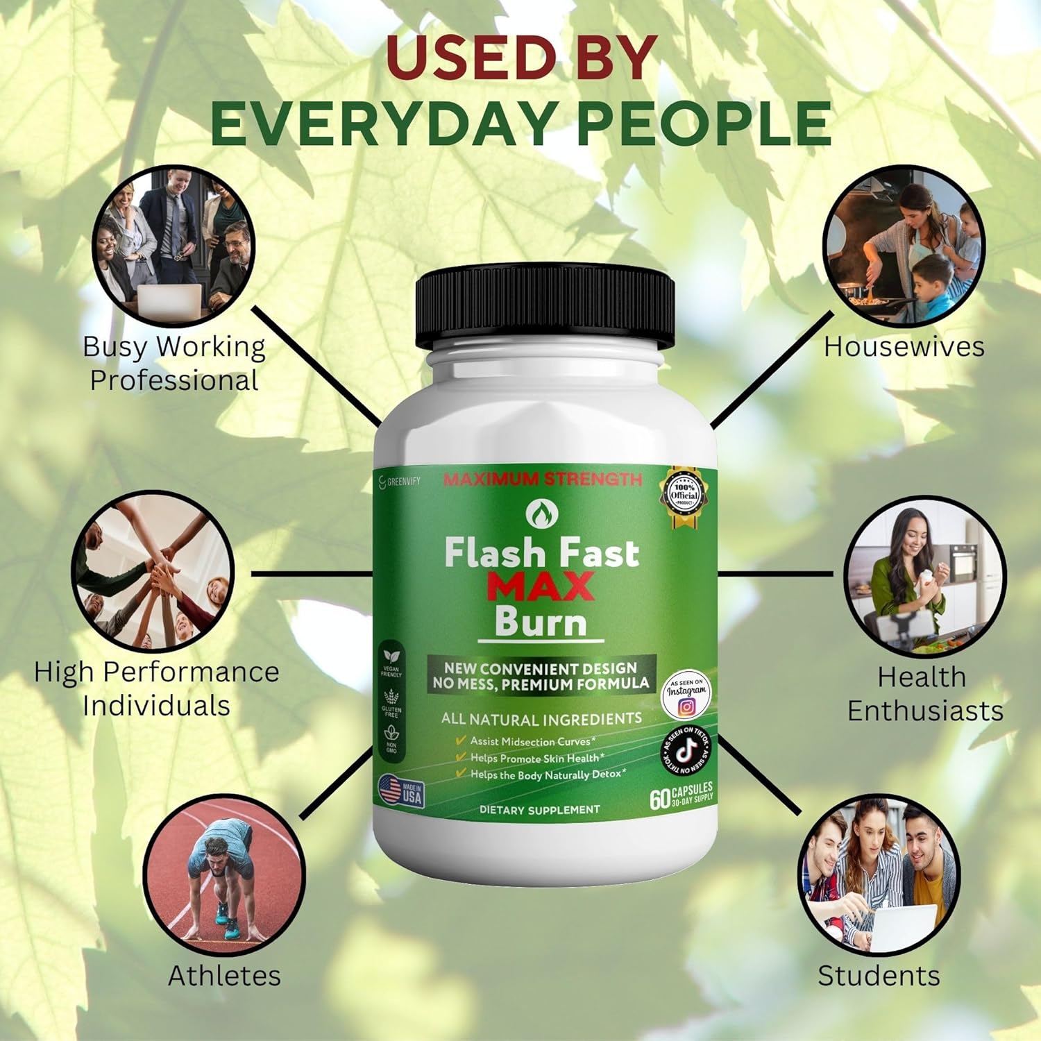 Flash Fast Max Supplement, 60 Capsules, All Natural Ingredients, Gluten Free, Non-GMO (1)