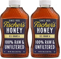 Fischer’s 100% Pure, Raw & Unfiltered Honey, 40 oz – USA Made Honey – All-Natural Sweetener – Rich Flavor Profile, Packed with Nutrients (Pack of 2)