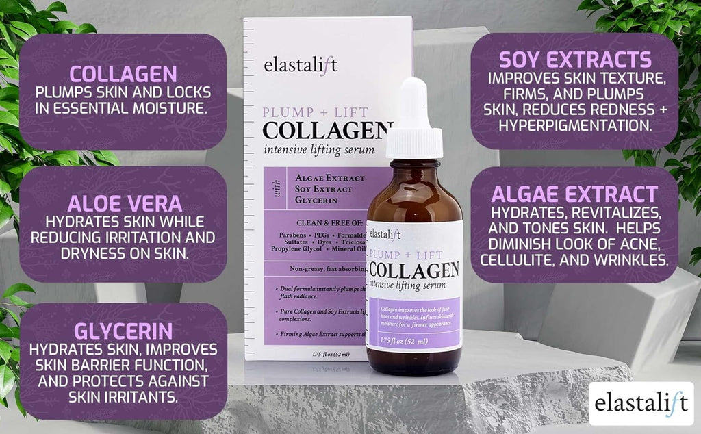 Elastalift Collagen Serum For Face + Collagen Body Cream & Face Moisturizer 2pc Skin Care Bundle| Collagen Face Serum + Body Lotion For Skin Tightening To Lift, Plump, & Firm Sagging Skin, 2PC Set