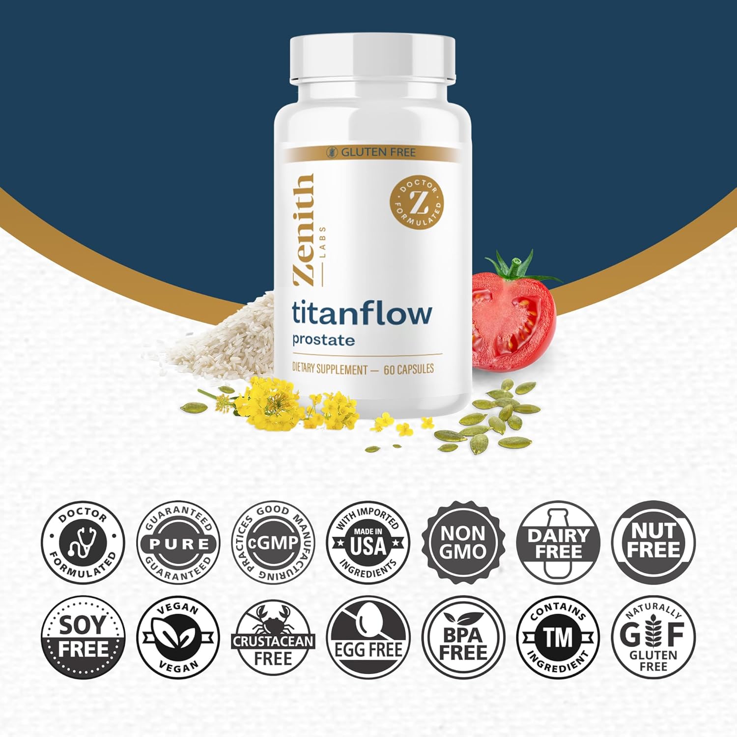 Zenith Labs - TitanFlow - Prostate Supplements for Men - with Pumpkin Seed Oil to Support Urinary and Prostate Health