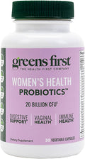 Greens First Women’s Health Probiotics - Probiotic for pH Balance - 20 Billion CFU - Support for Digestive, Immune & Vaginal Health Non-GMO/Gluten-Free/Dairy-Free/Soy-Free (30 Vegetable Capsules)