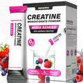 Creatine Monohydrate Powder – Creapure® German-Sourced, Mixed Berry Flavour, 30 Stick Creatine Packs, 5000mg Each | No Sugar, No Fillers, Gluten-Free