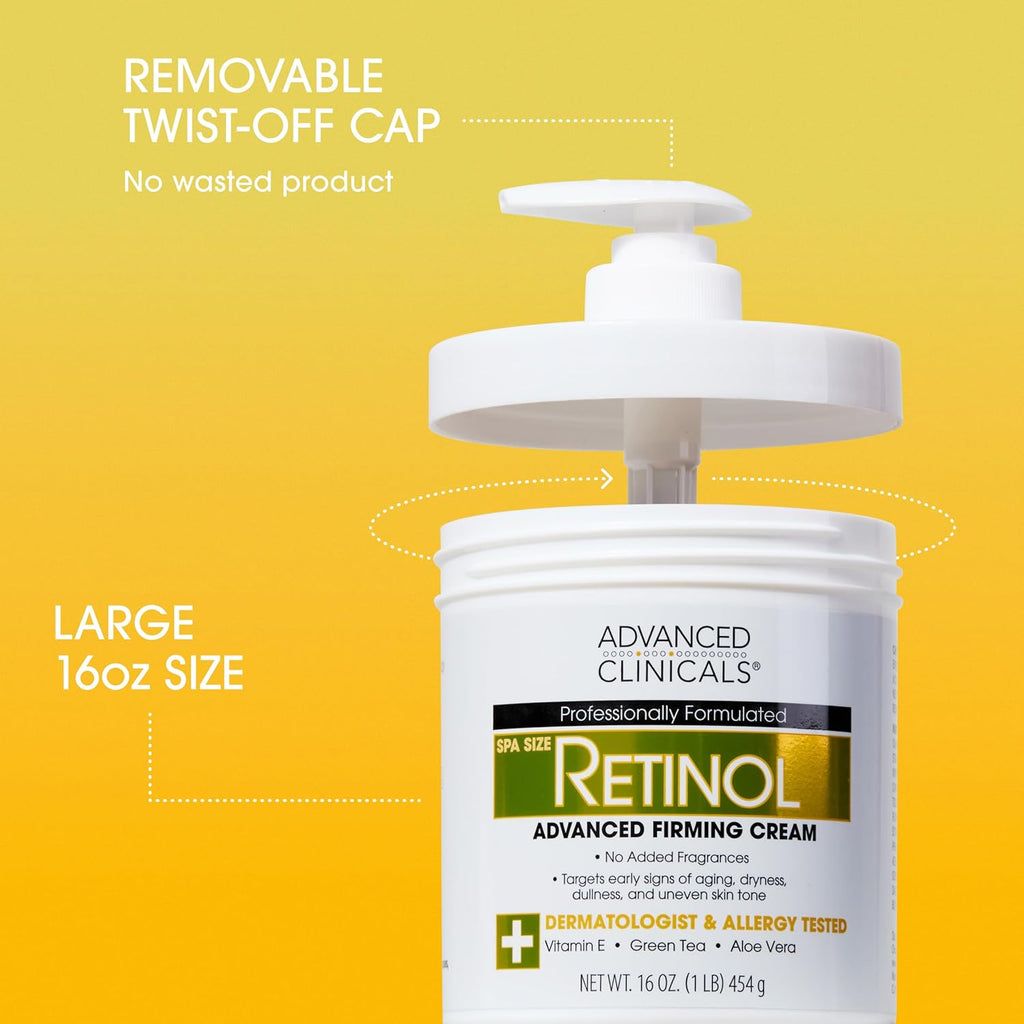Advanced Clinicals Retinol Cream + Collagen Peptides Body Moisturizer & Face Lotion 2PC Skin Care Set | Dry Skin Body Lotion For Women & Men To Help Improve Appearance Of Crepey Skin, 2PC Bundle