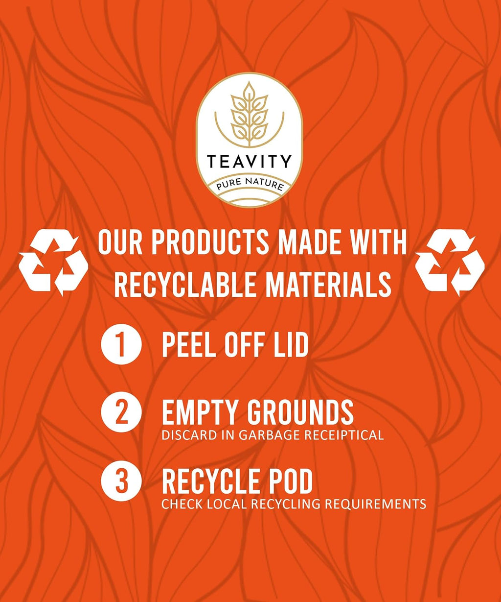 Coconut Island Teavity Organic Ginger Cinnamon Cardamom Rooibos Tea Pods for Keurig (12 Pods)