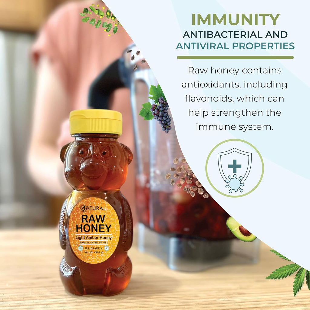 Zatural 100% Pure, Raw & Unfiltered Honey - Delicous Taste, Easy To Use Bear Bottle (12 Ounces)
