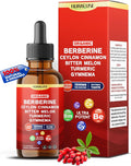 Organic Berberine, Ceylon Cinnamon, Bitter Melon, Turmeric, Gymnema Liquid Drops – 1500mg per Serving, Ultra Potent – 2 FL OZ (60ml)