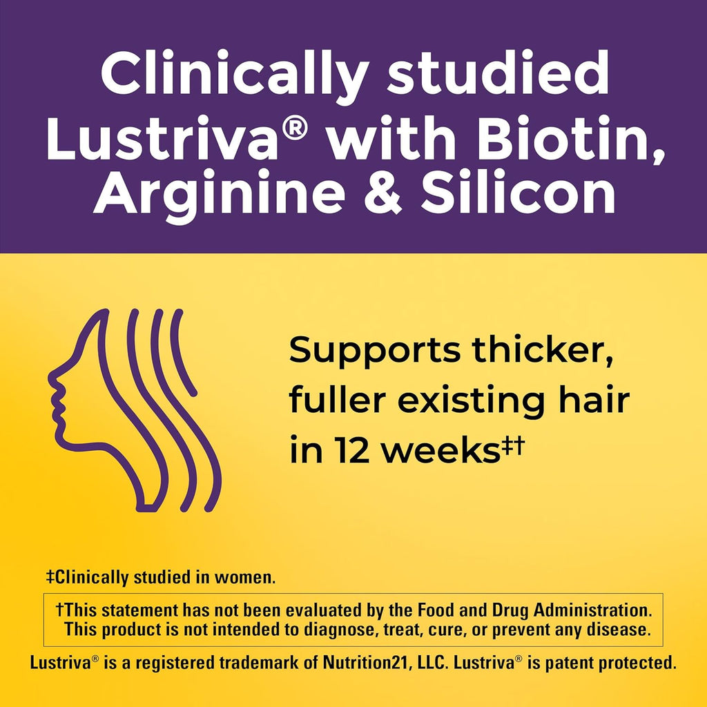 Nature Made Hair Growth Softgels with Lustriva, Biotin, Vitamin C & A, Support Healthy Hair as You Age, 30 Softgels, 30 Day Supply