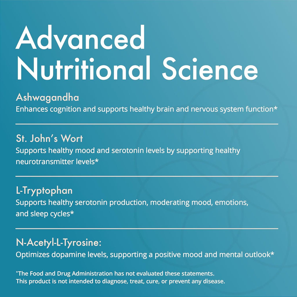 Natura Health Products Up-Lift Supplement - Encourages Positive Mood and Mental Outlook- Featuring Ashwagandha, St. John's Wart, Vitamins B6 & B12, L-tryptophan, Folate, L-tyrosine (90 Capsules)