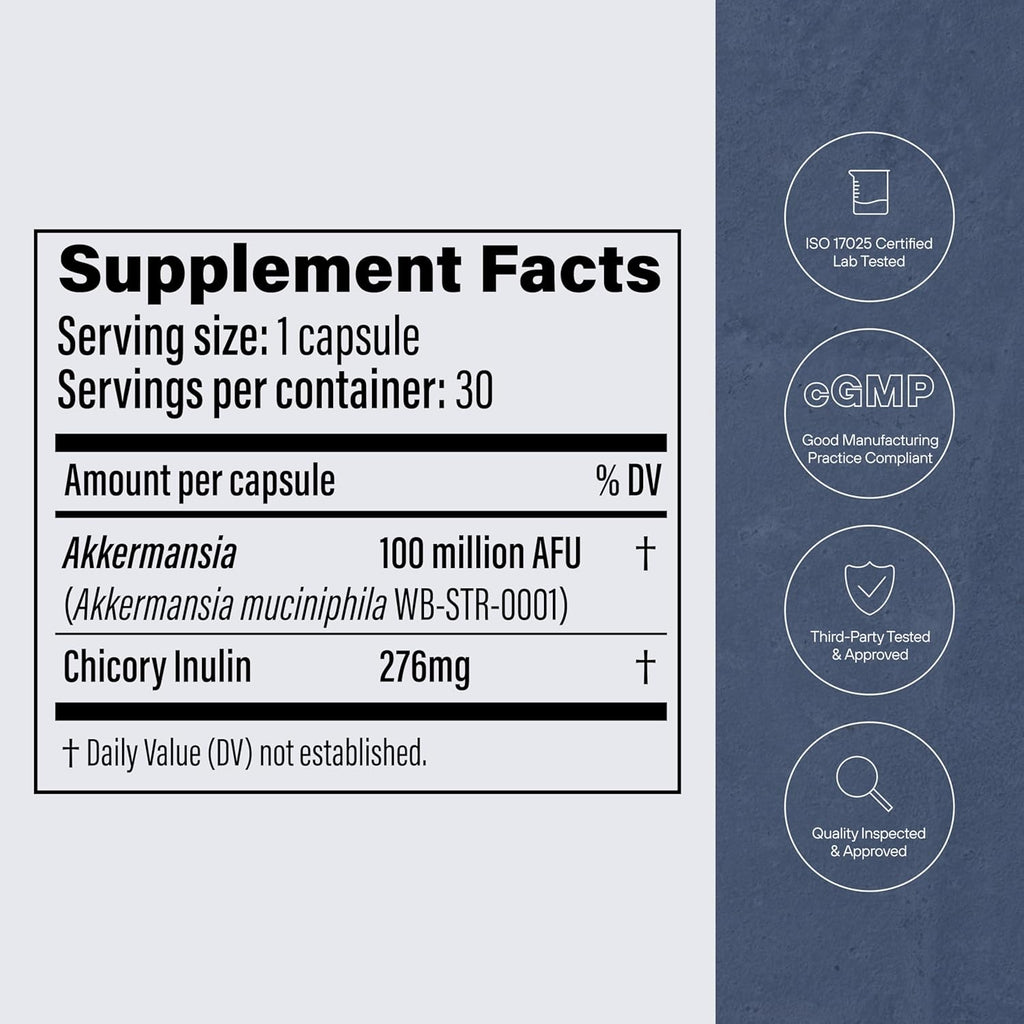 Pendulum Akkermansia Probiotic with Prebiotic Fiber - Delayed Release Capsules, Third-Party Tested, Authentic 100M AFU Live Strain for Gut Health & GLP-1 Support for Men & Women (90 Capsules, 1-Pack)