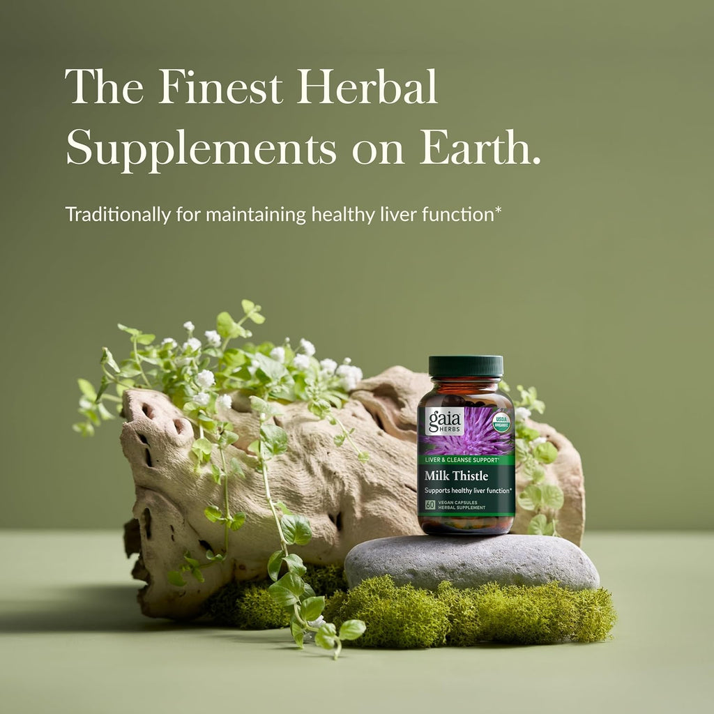 Gaia Herbs Milk Thistle - Liver Supplement & Cleanse Support for Helping to Maintain Healthy Liver Function* - 60 Vegan Capsules (20-Day Supply)