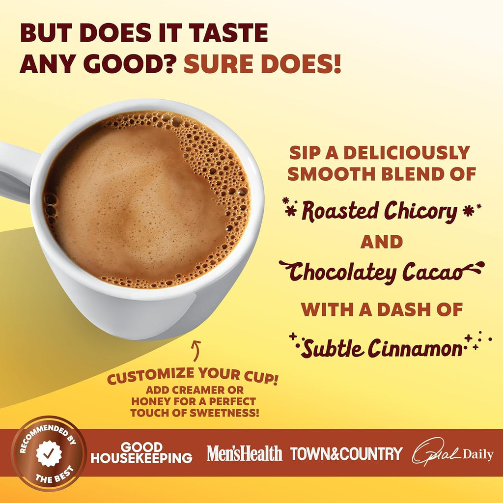 Joey Mushroom Coffee Alternative with Cacao Dandelion Root, and Chicory, Instant Mushroom Coffee Substitute with Superfoods, Vegan Gluten-Free Energy Drink for Focus and Calm, 18 Servings