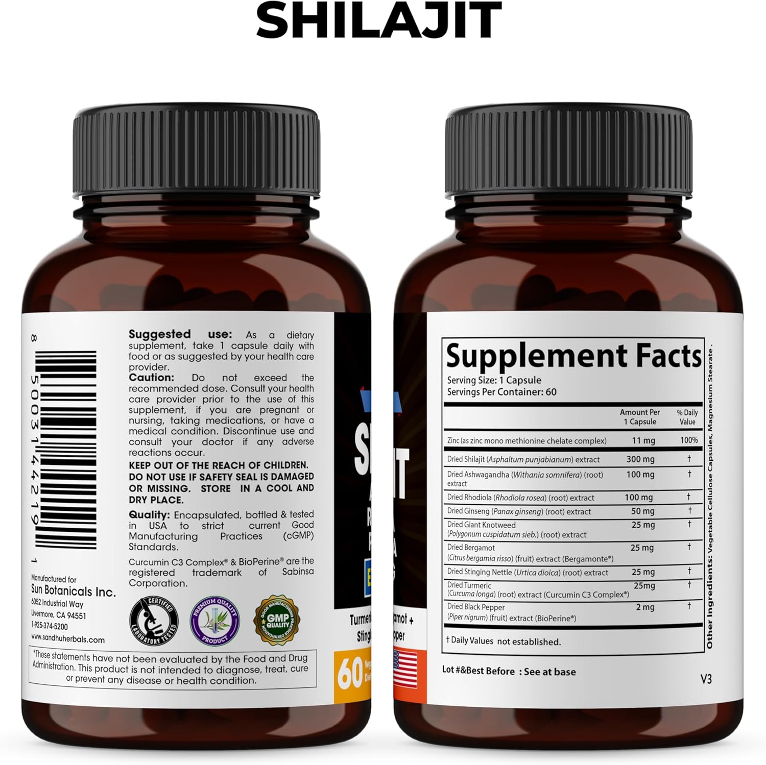 Shilajit Sea Moss Ashwagandha Combo Bundle - Black Seed Oil, Turmeric, Rhodiola Rosea, Panax, Ginseng Supplement | 120 Capsules, Better Than Gummies, Resin | Seamoss for Men & Women