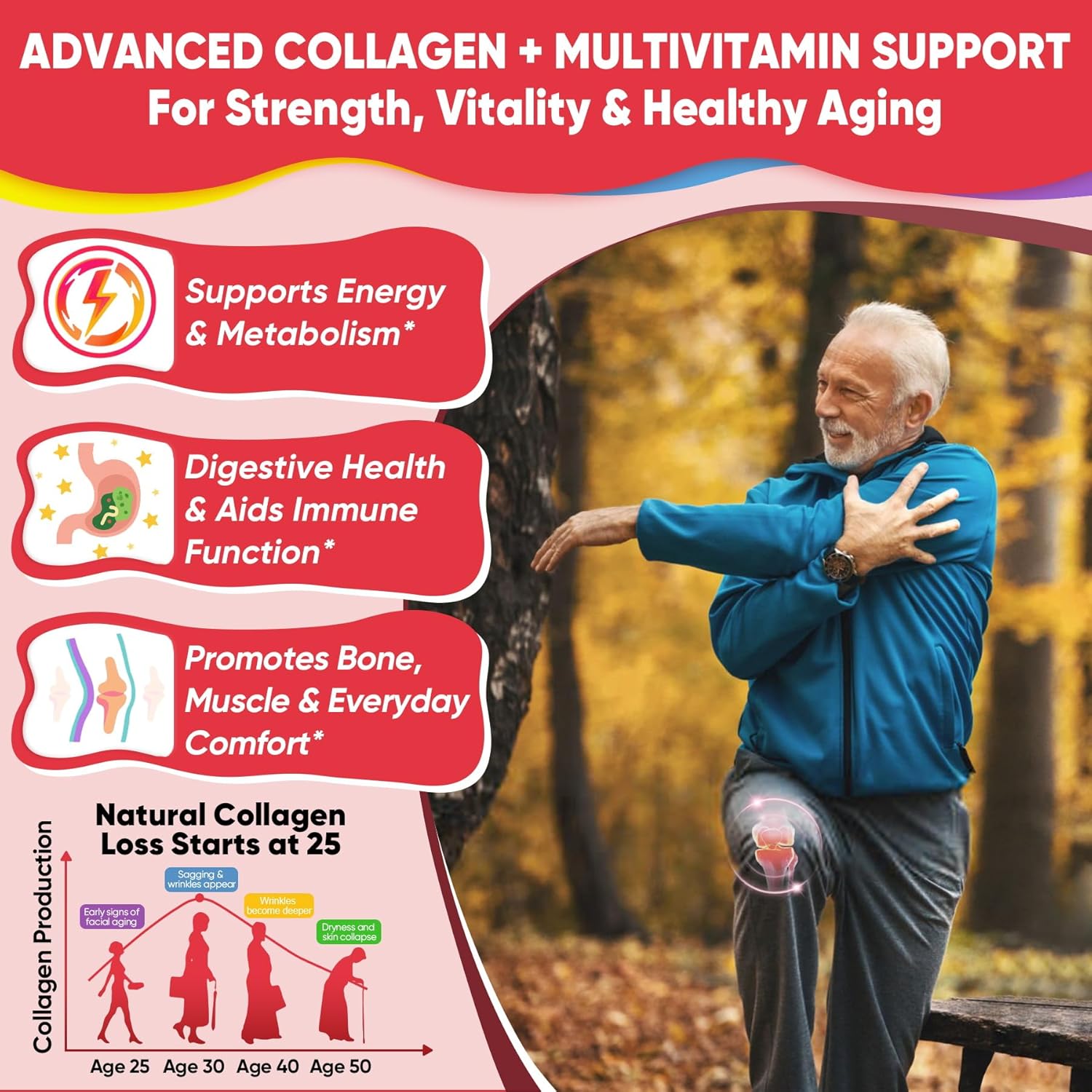 Collagen Peptide Gummies for Women & Men Sugar-Free, Multi Collagen Hydrolyzed w/ 1500mg Protein Type I,II,III,V,X, 5000mcg Biotin, Methylated B12, Vitamin C A E D3 B6 for Skin Hair Nails, Bone, 60Cts