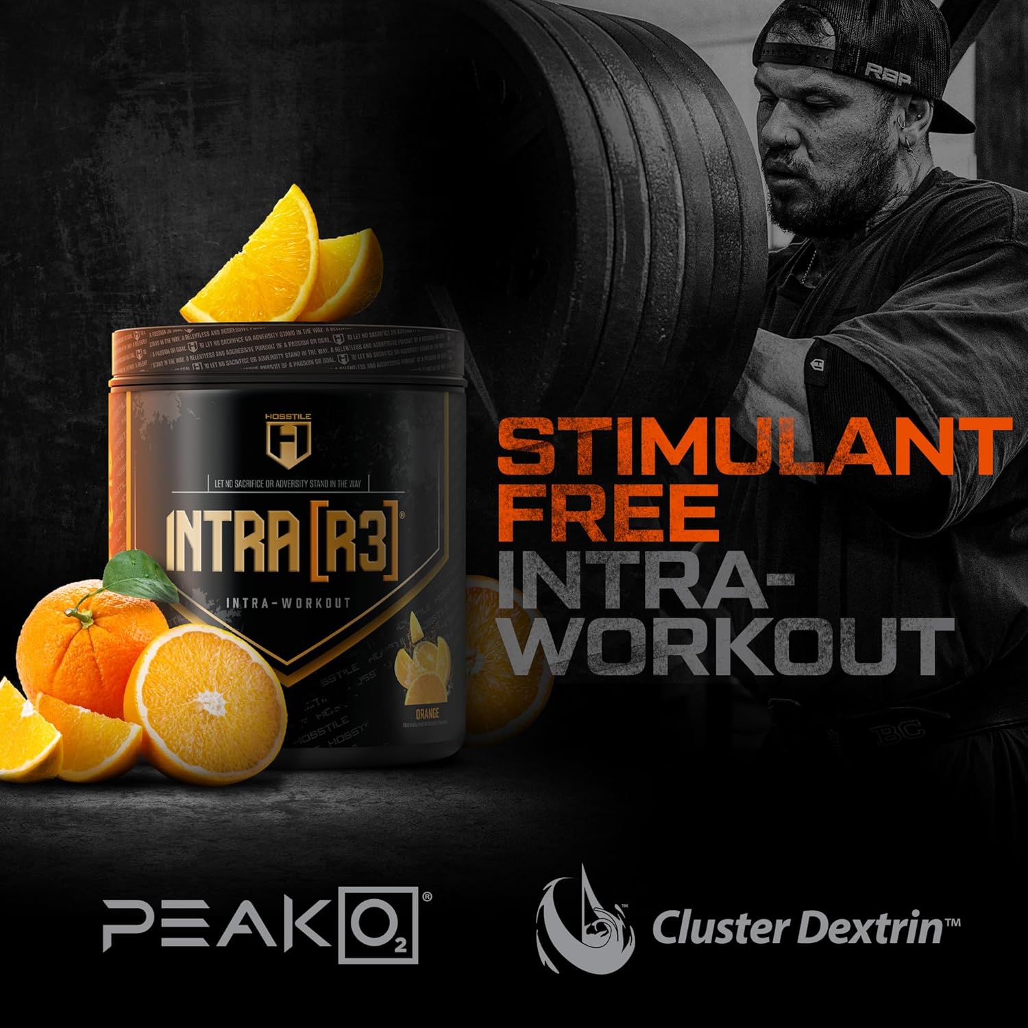 HOSSTILE Intra[R3] Intra Workout Powder, EAA & BCAA Drink with Carbs, Enhance Energy & Endurance, Build Lean Muscle & Improve Recovery, Orange, 20 Servings