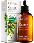 Gya Labs Organic Cosmetics Castor Oil for Eyelashes and Eyebrows - 100% Pure Natural Castor Carrier Oil for Hair, Skin (1.7 Fl Oz + Eyelash Kit)