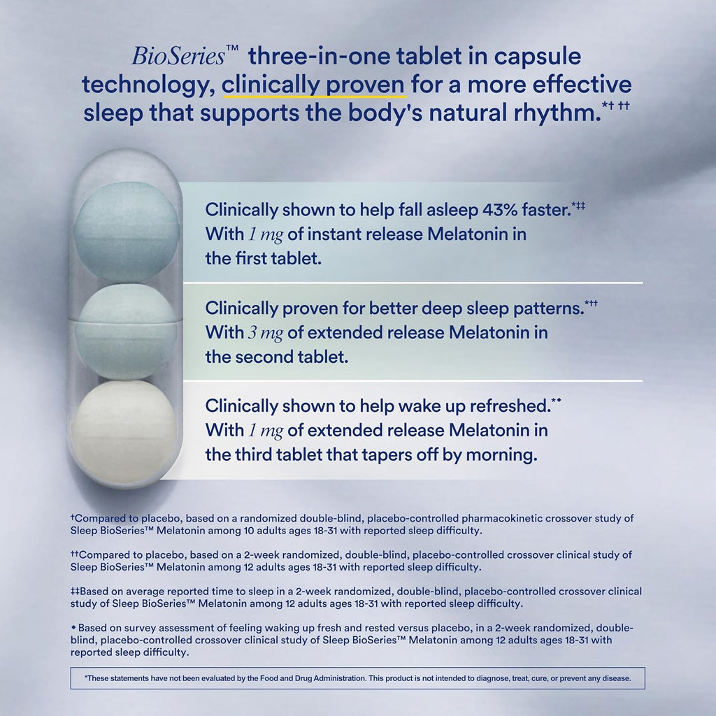 Ritual Sleep Bioseries™ Melatonin: Sleep Aid for Adults, Sleep Supplement with Time Released Capsules, Vegan Drug Free Sleep Vitamins for All Night Sleep Support, 20 Capsules