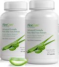 AloeCure Organic Aloe Vera Capsules, 160,000mg Inner Aloe Leaf Equivalent per Serving, Support Gut, Digestive, & Immune Health, Helps Maintain Balanced Stomach Acidity, Aloin Free, 60Caps x 2Btl