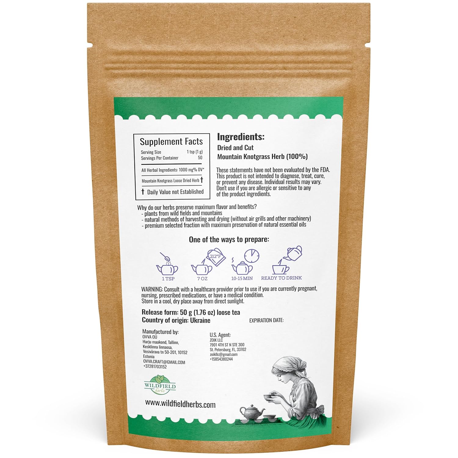 1.8 oz. Mountain Knotgrass Tea Dried Cut Herb Mountain Knotgrass Herbal Tea (Aerva Lanata) - 50g Polpala Pol-Pala Pol Pala Pol Pola Herb