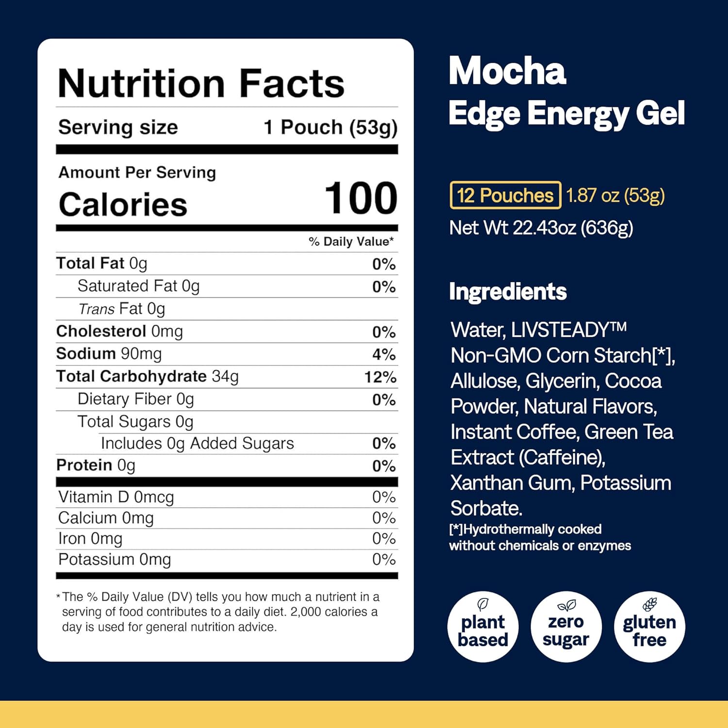 UCAN Edge Energy Gel Shots, Salted Caramel + Caffeine (12, 2 Ounce Packets) for Running, Training, Workouts, Fitness, Cycling, Crossfit | Sugar-Free, Vegan, & Keto Friendly Energy