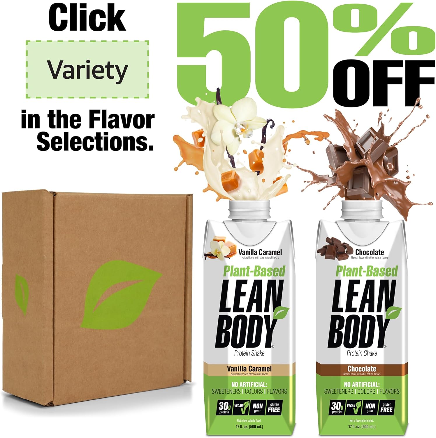 Lean Body Ready-to-Drink, Plant-Based Vegan Taster Pack, 30g Protein, No Artificial Flavors, Sweeteners or Colors, Non GMO, Gluten Free, Premium Pea & Rice Blend (Pack of 2)