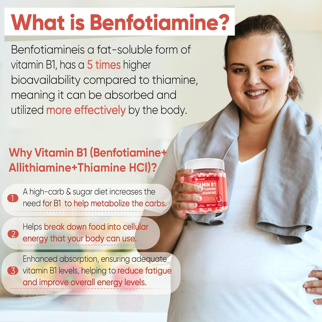 Vitamin B1 & Methylated Vitamin B Complex Gummies - All B Vitamins, Benfotiamine, Thiamine & Inositol, Methylated B1 B2 B6 Multivitamins, L-methylfolate, Methyl B12 for Nerve Cognition Energy, 120Cts