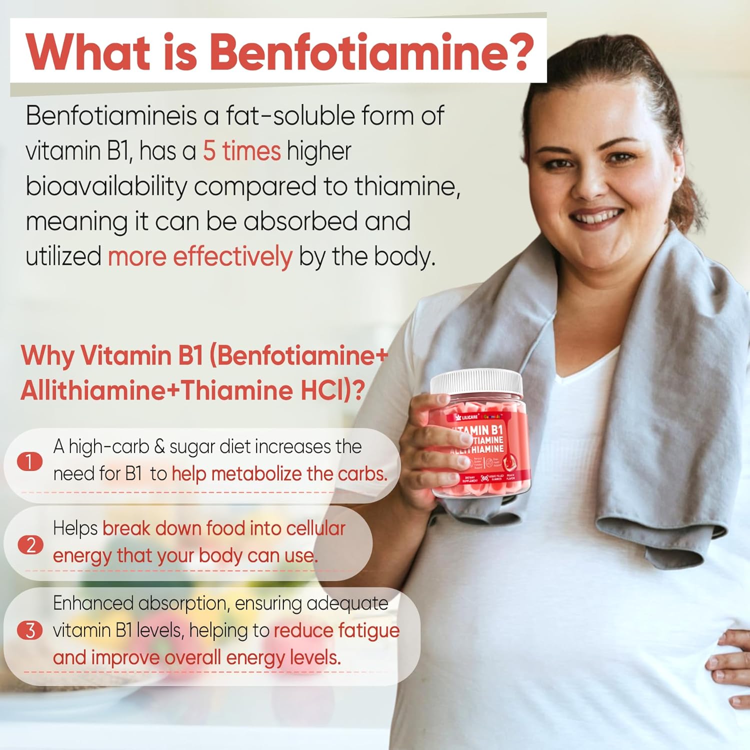 Vitamin B1 & Methylated Vitamin B Complex Gummies - All B Vitamins, Benfotiamine, Thiamine & Inositol, Methylated B1 B2 B6 Multivitamins, L-methylfolate, Methyl B12 for Nerve Cognition Energy, 120Cts