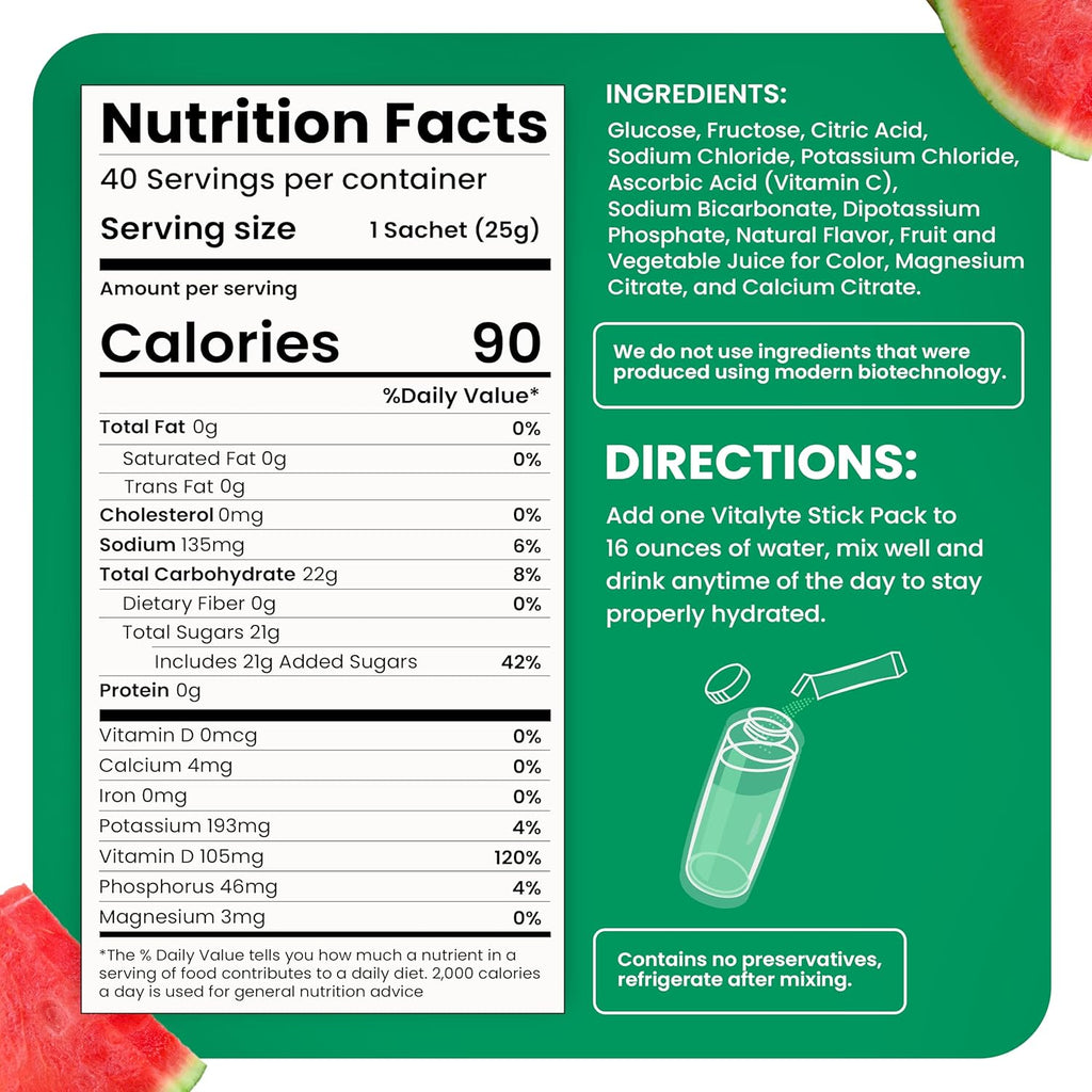 Vitalyte Electrolytes Packets Isotonic Sports Drink | Electrolytes Powder Packets Sports Nutrition Electrolyte Replacement Drinks Dehydration Relief Packets