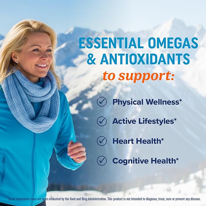 Omega 3 6 9 + Turmeric Curcumin Supplement | EPA & DHA Fish Oil + Turmeric Curcuma | Mobility, Cognitive & Heart Health Support | Triple Omega with Curcumin Supplements | Non-GMO | 60 Softgels