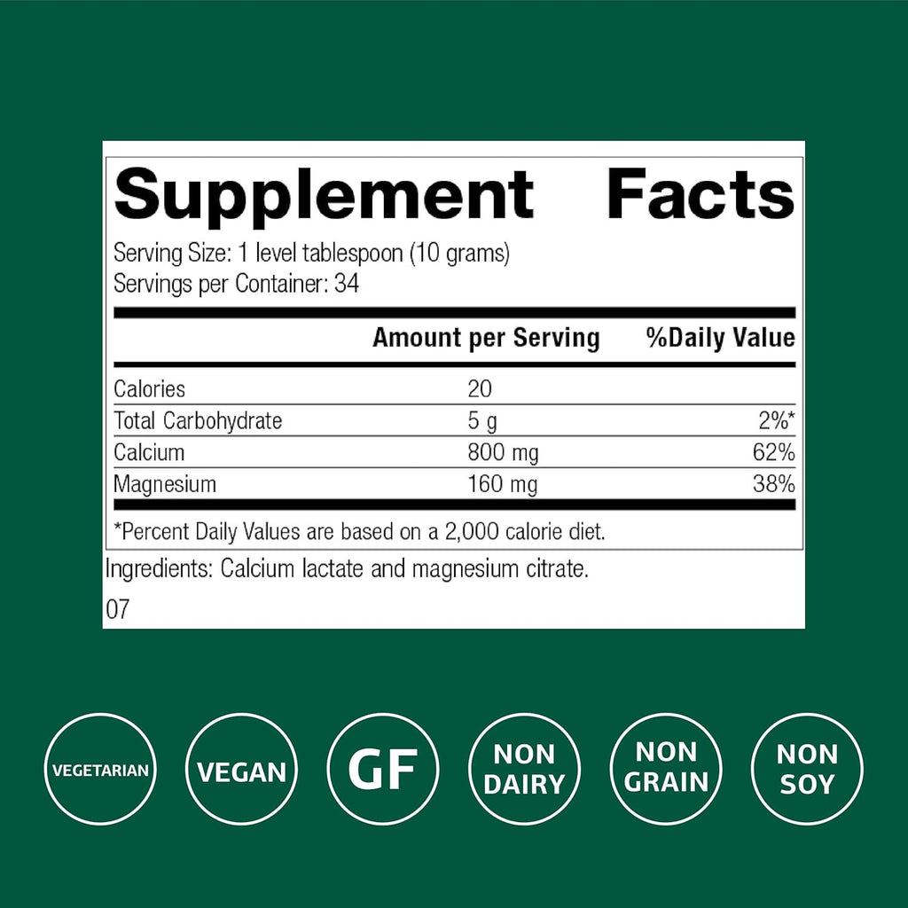 Standard Process - Calcium Lactate Powder - Bone Health & Immune Support - Calcium Magnesium Supplement for Bone Strength & Blood Health - Non-Dairy, Non-Soy & Gluten-Free - 12 oz