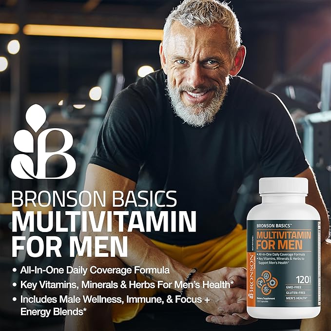 Bronson Multivitamin for Men All-in-One Daily Coverage Formula Key Vitamins, Minerals & Herbs to Support Men's Health, 120 Capsules