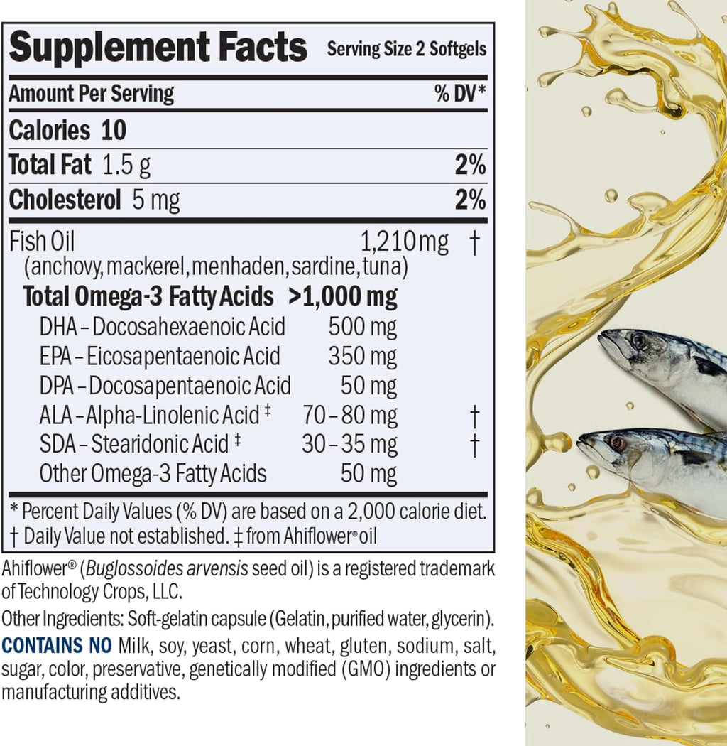ANDREW LESSMAN Maximum Essential Omega-3 Unflavored, 30 Softgels - Ultra-Pure Omega-3 Fish Oil 1200 mg-High DHA, No Mercury Supplement-Small, Easy to Swallow Fish Oil Capsules