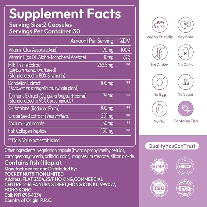 Liver Cleanse Detox & Repair Supplement for Live Health & Cleanse, Liver Support Supplement with Milk Thistle, Dandelion and Turmeric Extract, Non-GMO, 60 Vegetarian Capsules