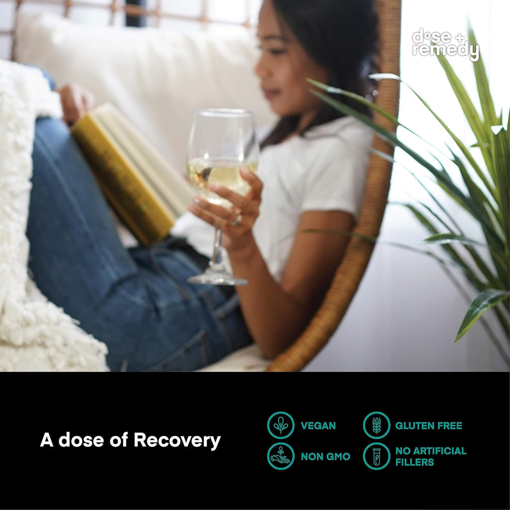 A dose of Recovery|Liver Detox | Made in USA | USDA | Hydration Support for Better Morning Recovery Asian Flush | Dihydromyricetin DHM, Quercetin, Vitamin B, Milk Thistle, Prickly Pear, | (45 Pills)