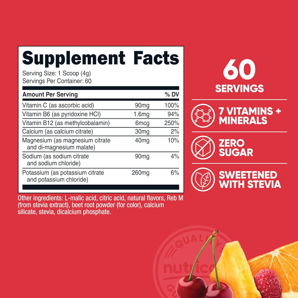 Nutricost Electrolyte Complex Powder (60 Servings, Fruit Punch) - Hydration Supplement Drink Mix with Vitamins and Minerals