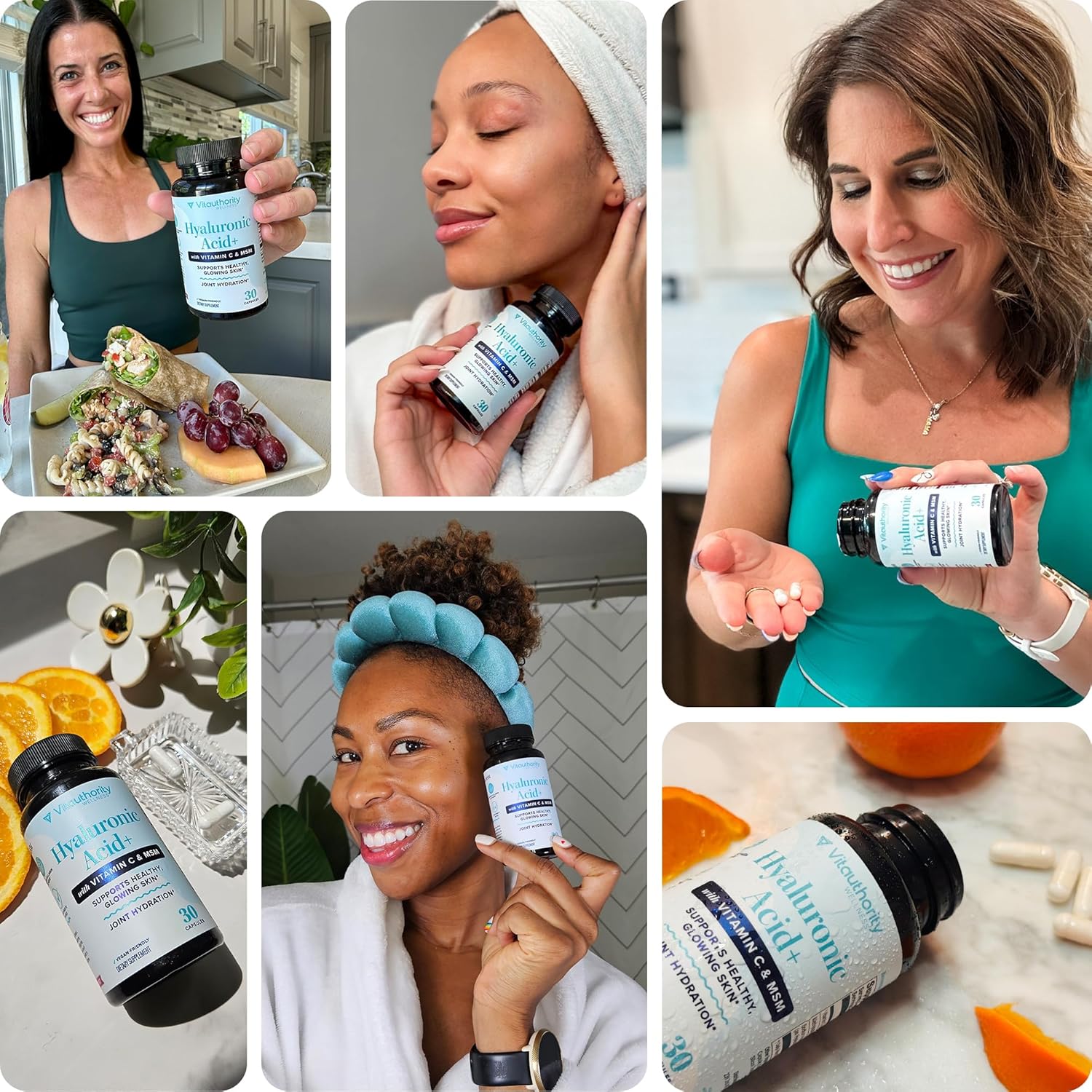 Hyaluronic Acid Capsules with MSM & Vitamin C | 120mg Sodium Hyaluronate | Skin Hydration, Elasticity & Collagen Support | Vegan, Non-GMO, Antioxidant Beauty Supplement 30 Servings
