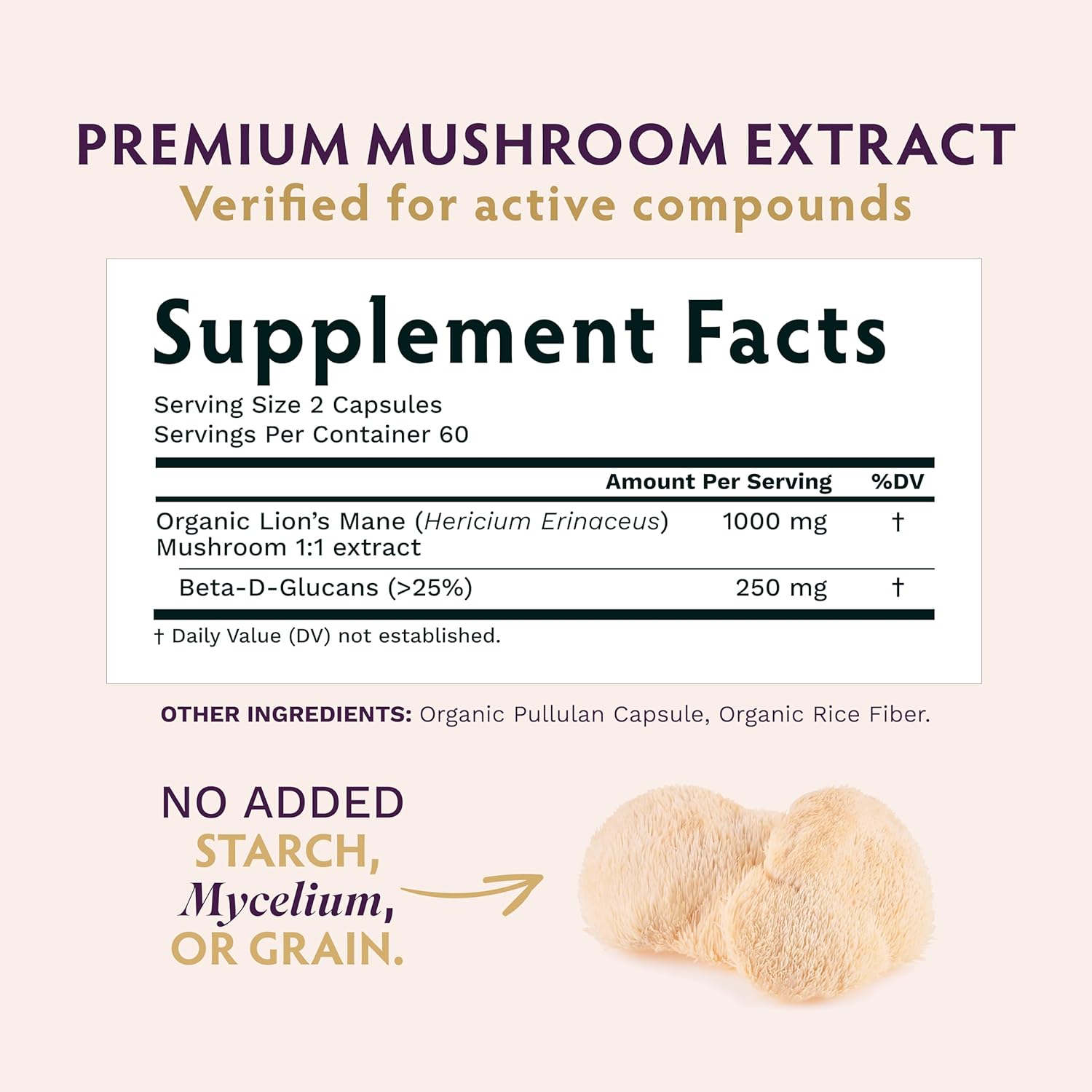 TRIBE ORGANICS Lion’s Mane Supplement 1000mg Mushroom Extract Powder - Immune System Booster & Brain Nootropic for Focus and Memory | Mental Clarity | Natural Energy and Immunity - 120 Vegan Capsules