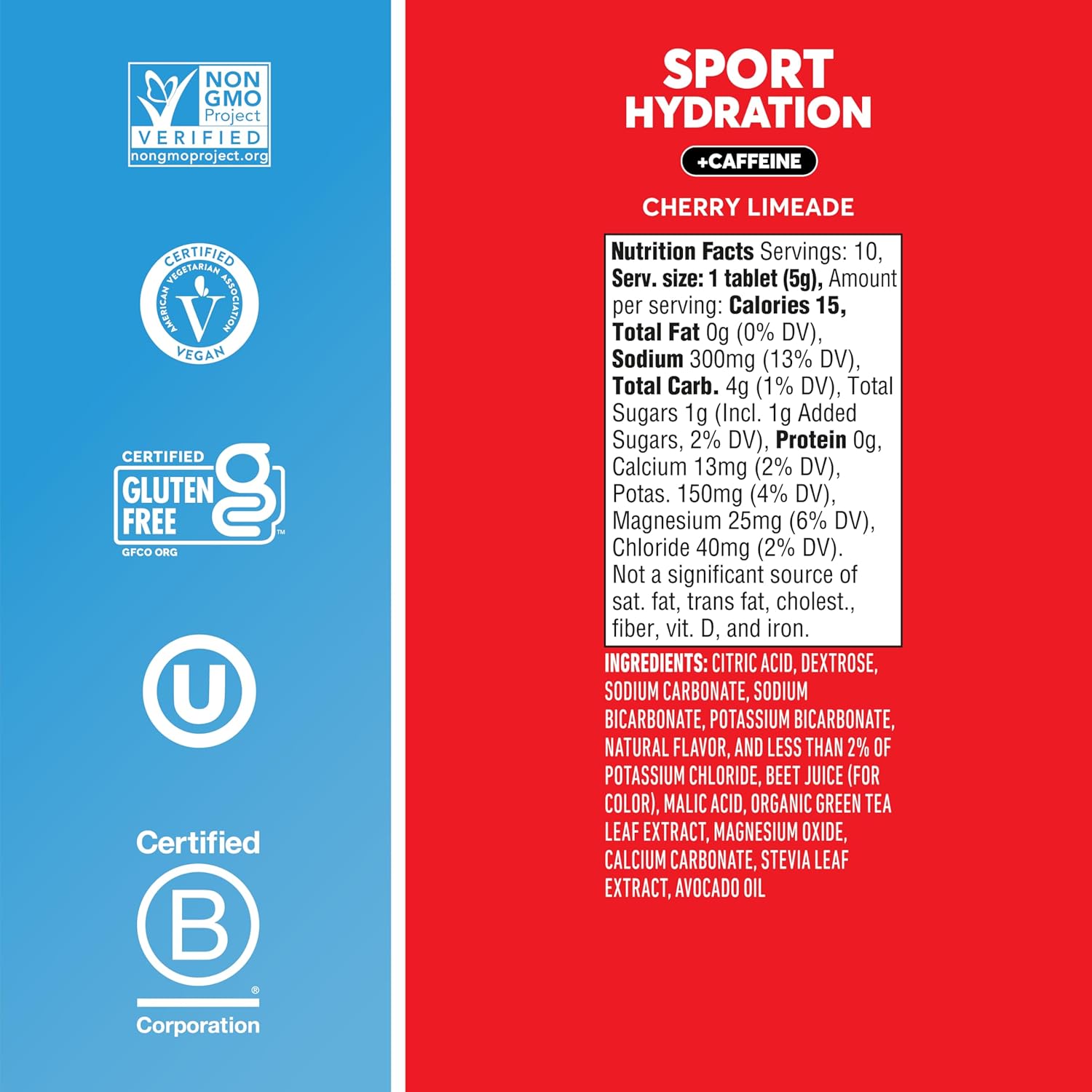 Nuun Sport Electrolyte Tablets with Caffeine from Green Tea Extract, Magnesium, Calcium, Potassium, Chloride & Sodium, Gluten Free & Vegan, Cherry Limeade, 8 Pack (80 Servings Total)