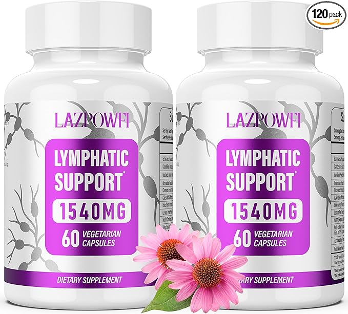 Lymphatic Drainage Supplements, Lymph System Support Supplement for Women & Men with Dandelion, Burdock, Echinacea,Rutin, Turmeric,Cleavers & More,120 Capsules